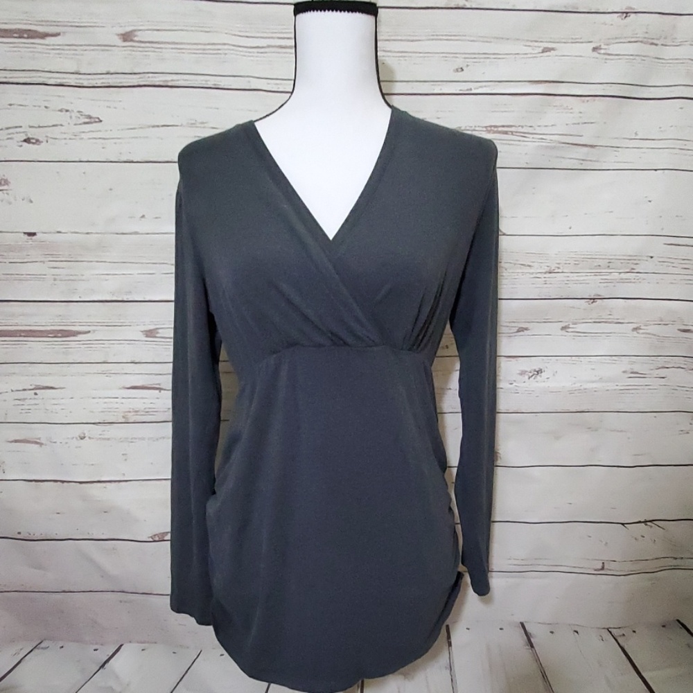 Motherhood Maternity Long Sleeve Gray Top Medium